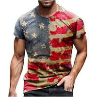 Muški kratki rukav Ležeran okrugli vrat Popularno 3D digitalna zastava Štampanje pulover Fitness Sportski