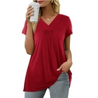 Zpanxa Womens T košulje Moda Žene Ljeto V-izrez Kratki rukav Puna Ležerna majica Ženska Work Tops Košulje