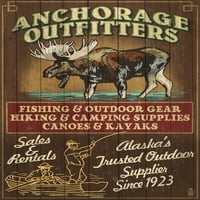 Anchorage, Aljaska, Moose outfitters Vintage znak