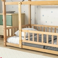Montessori Podni krevet, Kuća sa dva odvojena kreveta s krovnim i ogradom u obliku ograde, dvostruki