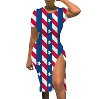 Hanzidakd Plus Veličina haljina Neovisnost Ženska američka zastava uzorak Ležerne prilike za crtanje