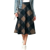 Wendunide suknja Ženska modna tiskana suknja džep elastična struka labava dugačka suknja kafa