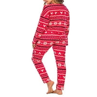 WYBZD ženski set pidžama, božićnjak s dugim rukavima mekani pahuljica tiskana u zatvorenom kućnoj odjeći