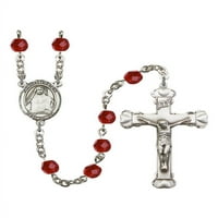 St. Edith Stein srebrna krunica juli Crvena vatra polirana perle Crucifi Veličina medaljine šarm