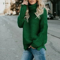 Vrijeme i Tru jesen, Zimski kardigan džemperi za žene, plus, predimenzionirani, topli, zeleni, ženska