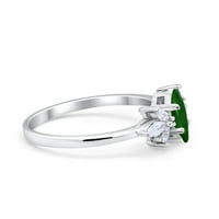 Art Deco vjenčani prsten Marquise Green Emerald CZ srebrne veličine 5