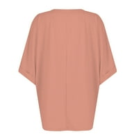 Ženski vrhovi bluza Čvrsti kratki rukav casual ženska modna majica za posade narančasta 3xl