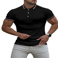 GLONME MENS Ljetni vrhovi Dugmas T majice Majica s kratkim rukavima Radna majica Classic Fit rever bluza