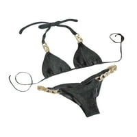 Lanac Halter Ribbed bikinis set Ženski kupaći kostimi High Cut kupaći odijelo Push up Beachwear Biquinis