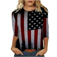 Bvanrty Ženska izlaska pulover Ljetna majica juli Patriotska bluza zvijezda Stripe Print Tunic rukava