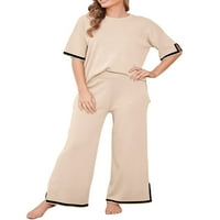 Ženske ležerne odjeće s dugim rukavima posadu izrez na vrhu širokog hlača za noge Loungewear Pajamas