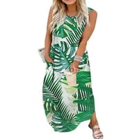 Paille žene duge maxi haljine cvjetni print ljeto plaža sandress crew crew haljina na vratu Havajski
