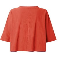 Pfysire Womens casual bluza s rukavima V-izrez cvijet od tiskani tee narančasta 2xl