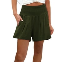 Pgeraug pantalone za žene Smajeni elastični struk Comfy Detaljne plažne kratke hlače za žene vojska