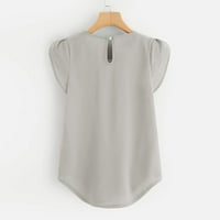 Plus veličine za žene Ljetna casual košulja za bluze šifon Top ruched crew vrat kratkih rukava s majicama