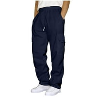 JPLZI Čvrsta boja u boji elastične struine u džepnim hlačama u boji u boji labave sportske hlače