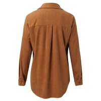 Ženska majica Casual Top stalak ovratnik debela puna boja dvostruka džepa jakna košulja ženske vrhove