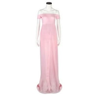 MyBeauty trudnice Šifon patchwork off ramena prednja prorezana duljina dress prop ružičasta xxl