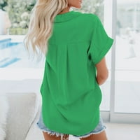 Ženska odjeća vrhovi trendi grafički teški kauzalni gumb čvrsto bluza kratki rukav majica zeleni s ljetnim klirensom