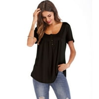 SHPWFBE Plus veličine za žene Ljeto majica kratkih rukava majica Casual Lable Tunic Tee Womens Tops