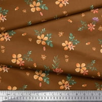 Soimoi Brown Japan Crepe saten tkanina odlazi i cvjetna cvjetna tiskana tkanina od dvorišta široka