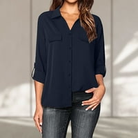Bluza s dugim rukavima za žene od čvrstog casual dugih rukava s dugim rukavima majica dugnite na majicu