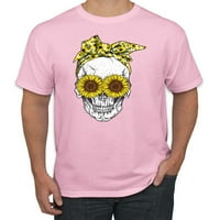 Skelet Suncower Suncokret Bandana Inspiration Christian Muška grafička majica, svijetlo ružičasta, 4xL