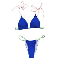 Bikini set za žene dva kupaći kostim V izrez Trokut Vrh širokog remena kravata unatrag čipka u usponu