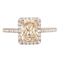 1.96ct smaragdni rez braon šampanjac simulirani dijamant 14K ružičasto zlato graviranje godišnjice Angažovane