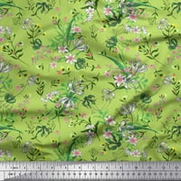 Soimoi Green Pamuk poplin lišće tkanine, bobice i clematis cvjetni tiskani tkaninski dvorište širom