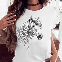 Ženska odjeća modne dame i djevojke Konjski print Kratki rukav T-majice Konji ljubitelji pokloni slatke