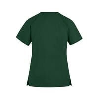 Cleance Ženski vrhovi kratki rukav čvrsta bluza Radna odjeća za žene labave V-izrez, zeleno, l