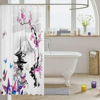 Tuš zavjesa, cvjetovi trešnje tiskane kupaonice, nosači za kupatilo, slikanje mastila leptir print kupaonice