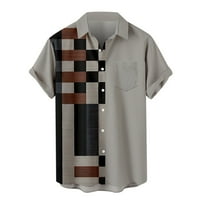 Floenr muns majice, muški ispisani uzorak casual modne lapele bluza s kratkim rukavima