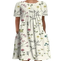 Sanviglor Women Mini haljina Summer Beach Sunduryss Pleased kratke haljine Bohemian Travel Beige 2xl