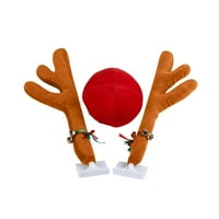 Kiskick Christmas Reindeer Antlers Dekorat - Antlers s zvono crvenom nosom, božićnim stilom Svečane
