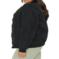 MubIneo žene zip up bomber jakna casual solid boja Vintage lagana duga rukavica za jakna za dugih rukava