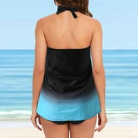 Fnochy kupaći kostim za zazor za žene pokriva visoki struk konzervativni ispis strapastih leđima