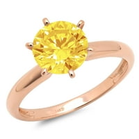 1.5ct okrugli rez žuta simulirana dijamantska 18K ruža Gold Gold Anniverment prsten veličine 9,75