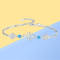 Rosarivae Silver SnowFlake s plavim CZ Trendi narukvice Bangles za žene mladenke za vjenčanje božićni