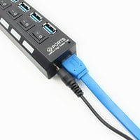 Hemoton 7-port USB čvorište 3. Brzi prenos podataka Portovi razdjelnika s pojedinim prekidačima i LED-ovima