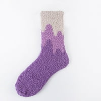 Modne čarape Žene nejasne čarape Sliper Zima Fluffy Cabin Top Soft Coral Comfy Wave Print Mid Socks