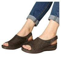 Modne žene Ljeto izdužene klinove cipele plaža peep toe prozračne sandale sandale za žene smeđe 7,5