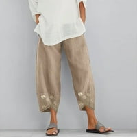 Ležerne pantalone za žene Žene Ležerne prilike tratinčice Print Vez pamučni posteljina elastična struka
