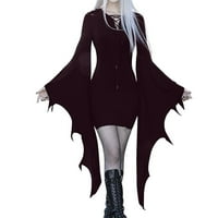 Safuny Ženska mini bodycon party dress klirenca čvrsto jesenska haljina V izrez zimska halloween bat