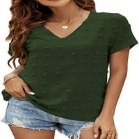 Ženska majica Dabuliu V-izrez kratkih rukava šifon košulja za blube Labavi moli Ležerne ljetne pulover