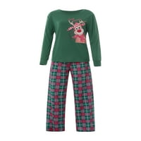 Roditeljska djeca Božić Pidžama postavljena jelena Ispis dugih rukava s platnom hlačama Loungewear za