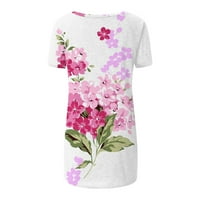 Tking Fashion Womens Plus size Labavi kratki rukav cvjetni print TOPS Ljetna posada Ruffle Tunic T košulje