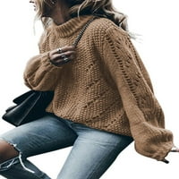 Leuncero dame pletiva s džemper-džemper-pulover pulover u boji, pulover dugih rukava vrhovi sive s