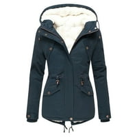 Ikevan Ležerne prilike za zimsku kapuljaču za zimsku kapuljaču, bluza podstavljena kaput crna 4